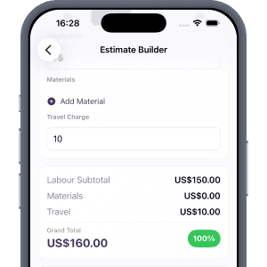 Workmate estimate builder screen